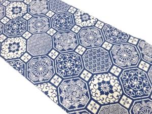 手織り紬　花蜀江紋　名古屋帯